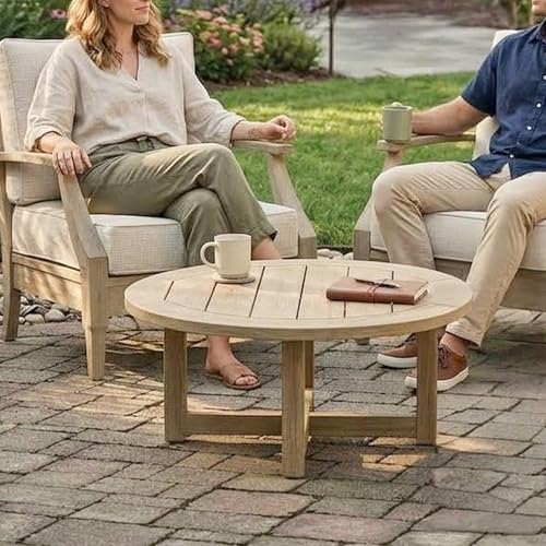 Signature Design by Ashley Clare View Outdoor Lounge Chair, All-weather Foam Cushion, Protective Finish, Eucalyptus Wood , 30" W x 35" D x 32" H, Beige