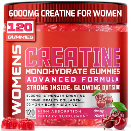 Creatine for Women, 6000mg Creatine Monohydrate Gummies with Collagen, BCAA | 12...