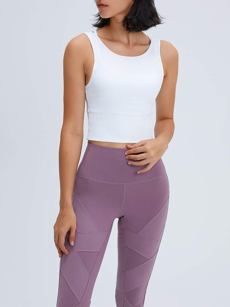 Women's Sports Gym Crop Tank Tops Basic Solid Active Sleeveless Shirts for Yoga Running Fitness Workout 4-10