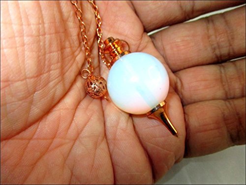 Jet Opalite Sphere Ball Pendulum Copper Plated Opal Carved Handcrafted Antique India Reiki Dowsing Healing Chakra Balancing Image Is Just A Reference. #TOP5