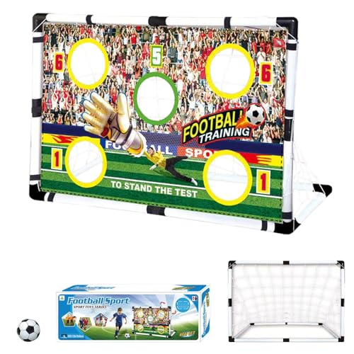 Portería de fútbol infantil para jardín, juego de 2 unidades, portería de fútbol para niños, plegable, estable, con red de anclaje al suelo y bolsa de transporte, portería de fútbol para jardín