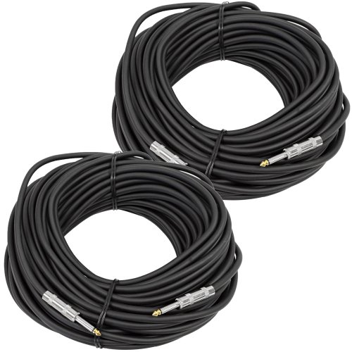 Seismic Audio - Pair of 100 Feet 1/4" to 1/4 Pro Audio Speaker Cables 14 Gauge - Heavy Duty