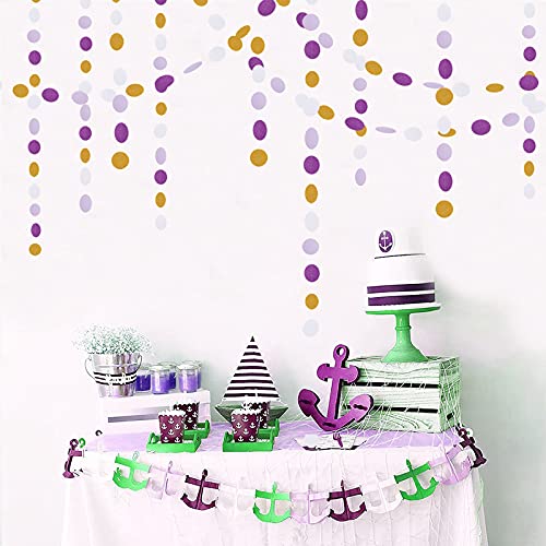 White Purple-Gold Party-Decorations Paper Garland - 52Ft Glitter Hanging Streamer Banner,Graduation 2023 Mothers Valentines Day Decor Wedding Baby Shower Birthday Backdrop Bunting Lasting Surprise #TOP6