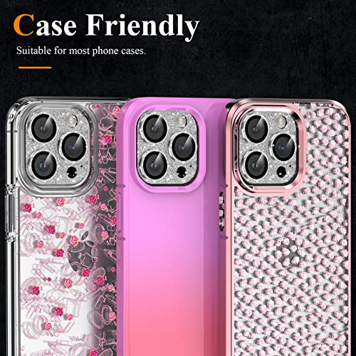 Image of YWXTW for iPhone 13 Pro /iPhone 13 Pro Max Camera Lens Protector, [4TH Gen New Bling Design] Glitter Shiny Diamond Metal Ring Tempered Glass Back Camera Screen Protector Lens Cover