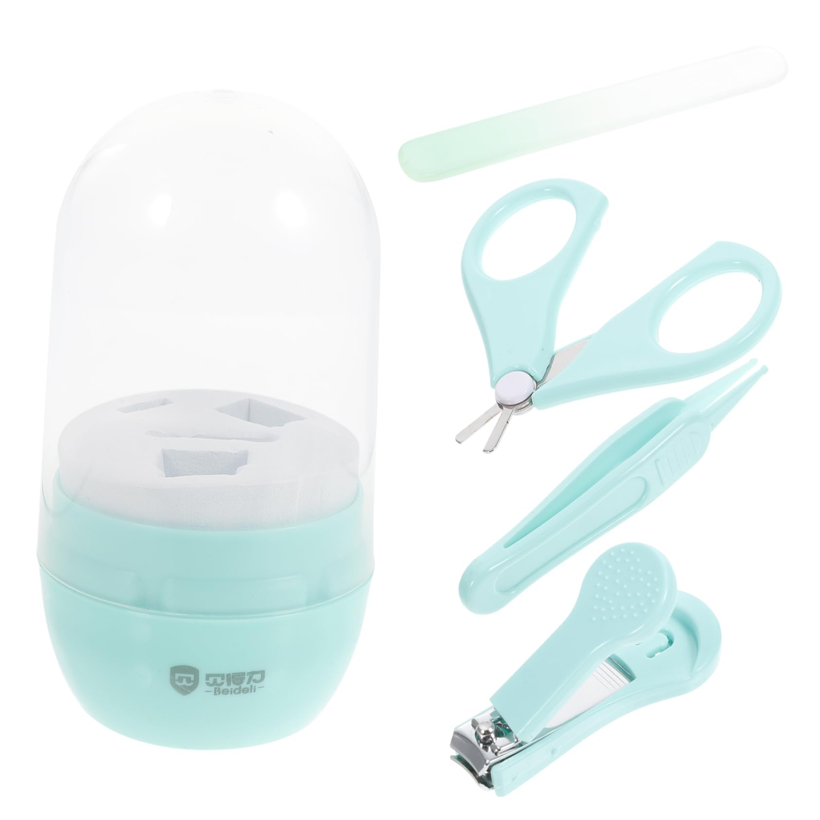 SUPVOX Nail Care Tool Kit Nail Clippers Catcher Scissors File Tweezers Ideal for Baby's Fingernails Random Color