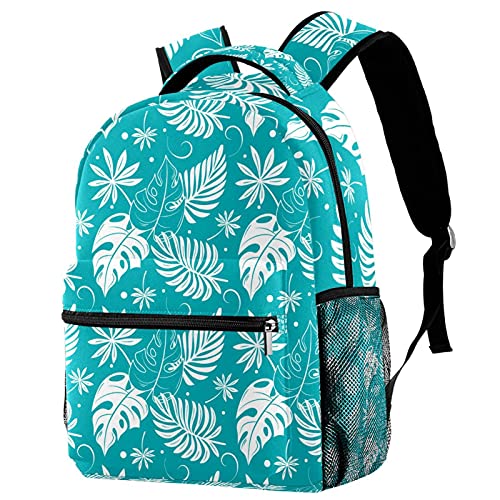 Sac à dos feuilles tropicales turquoise Campus léger et ultra résistant