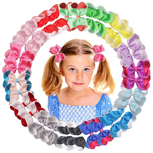 30Pcs 4Inch Hair Bows Boutique Double Layer Grosgrain Ribbon Bows Clips Alligator Hair Clips Hair Accessories For Baby Girls Toddlers Kids Children Teens In Pair