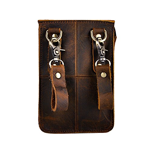 Le'aokuu Mens Genuine Leather Small 8" Sling Messenger Shoulder Satchel Waist Bag Pack (The 021 Dark Brown)2