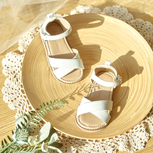 Image of Felix & Flora Toddler Girl Sandals - Flower Girl Dress Shoes Open Toe Little Kid Flats