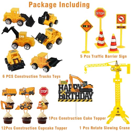 Juyrle FGT-CONSTRUCTION-BLACK-002 Construction Cake Topper- 25Pcs Vehicles Cake Decoration Set thumb #1