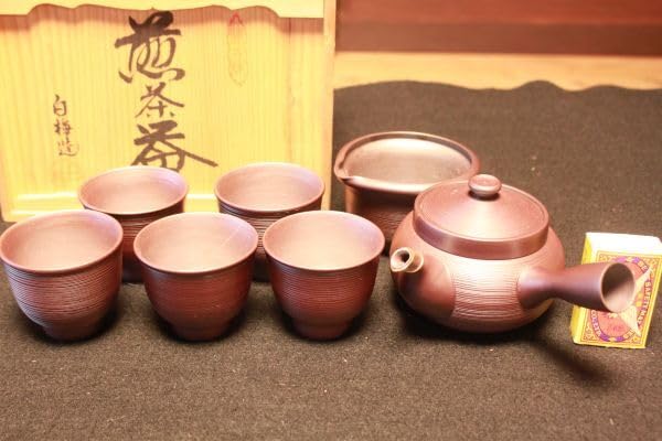 萬古焼  白梅造  煎茶器５客  急須セット Amazon.co.jp: 煎茶道具『万古焼 白梅造 煎茶器揃』急須＆湯冷まし