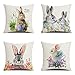 Lamaseo Lot de 4 housses de coussin décoratives en lin pour voiture, terrasse, jardin, jardin, lapin mignon, 40 x 40 cm Pâques 2 003