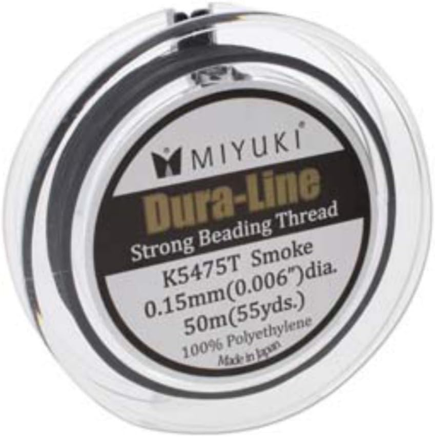 Miyuki Dura-Line Beading Thread - Durable Braided String, Smoke, 0.15 mm in Diameter, 50-Meter Spool, 0.15 mm - 50 Meters