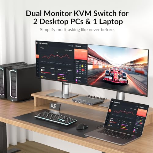 Image of AV Access Docking Station KVM Switch 2 Monitors 1 Laptop & 2 Desktop PCs