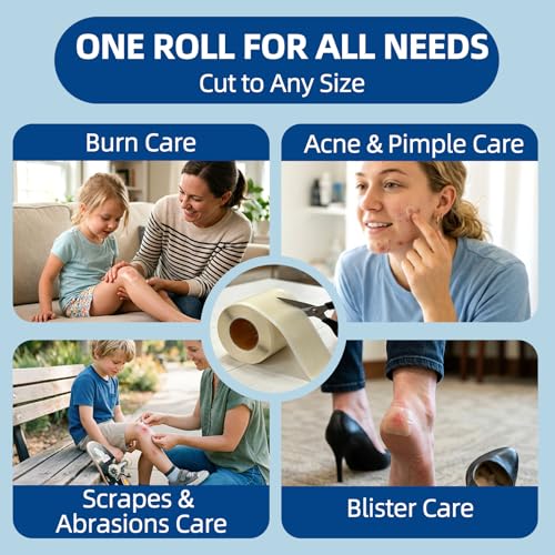 Image of Niceful Hydrocolloid Roll for Acne 2in x 12ft, Cut-to-Size Pimple Patches (Pack of 3)