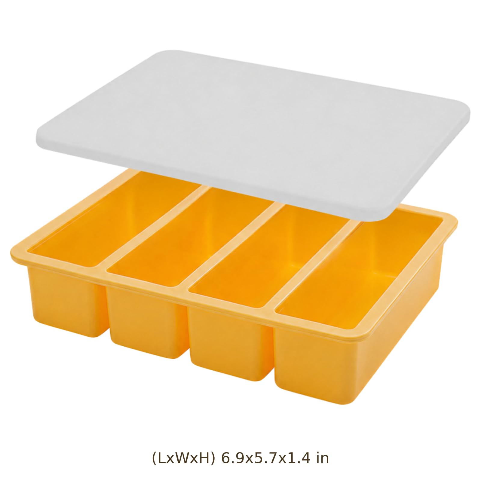 Lot de 2 moules à glaçons longs en silicone à 4 cavités avec couvercle, pour un démoulage facile, parfait pour whisky, usage domestique et professionnel, réutilisable, orange