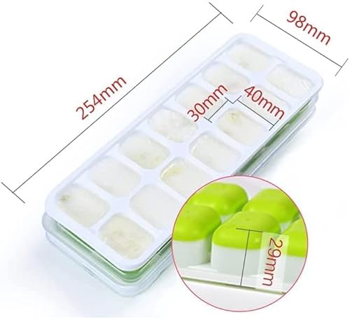 Miniatura 5 de Paquete de 4 bandejas apilables de silicona para cubitos de hielo, bandejas reutilizables de silicona flexibles con tapas extraíbles resistentes a