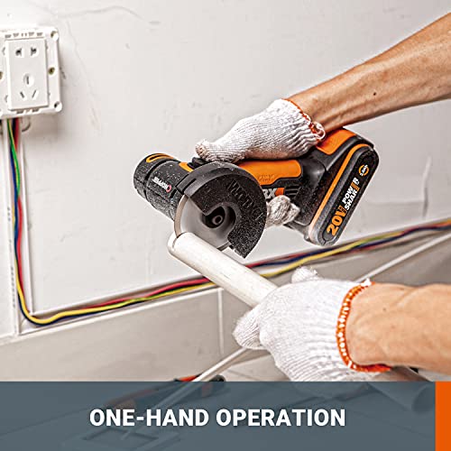 Worx 20V Mini Cutter WX801.9 (Bare Tool) Cordless Angle Grinder, Tool-Less Adjustment, 76mm Disc Size, 3 Cutting Disks, 1 Grinding Disc, PowerShare 3 Worx 20V Mini Cutter WX801.9 (Bare Tool) Cordless Angle Grinder, Tool-Less Adjustment, 76mm Disc Size, 3 Cutting Disks, 1 Grinding Disc, PowerShare - Image 3