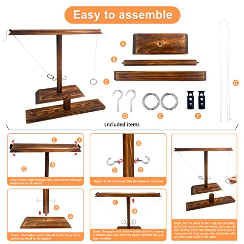 DIIQII Ring Toss Game, houten tafelblad haak ringwerpspel kinderen, premium party werpspel voor familie bar fun indoor… - Image 5