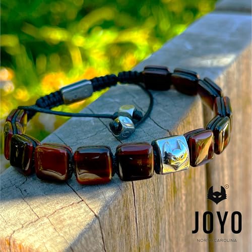 JoYo Handmade Tiger Eye Bracelet For Men | Premium Smoky Brown Gemstone Jewelry With Square Bead Design | Adjustable Braided Cord For A Comfortable Fit | Luxury Gift For Men’s Fashion And Style.2