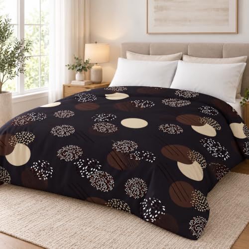 Image of Super Premium Quilt Cover Double Bed with Zipper Blanket Cover /rajai Cover /Comforter Cover /Duvet Cover King Size Soft Cotton Breathable Skin Friendly Stuff 90x100 Inches, Color- Coffee Brown