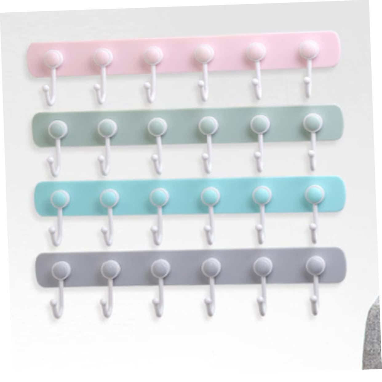 MUCKLILY Adhesive Wall Mounted Hooks Hook Hanger for Towel Hat and Kitchenware Organization No Drilling Needed Seamless Rear Door Storage Pink