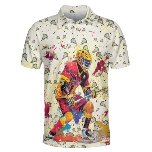 Lacrosse Golf Shirt Men Funny Golf Polos for Men Dry Fit- Sport Golf Polo Shirts Hawaiian Polo Golf Outfits (MP_PL_34)