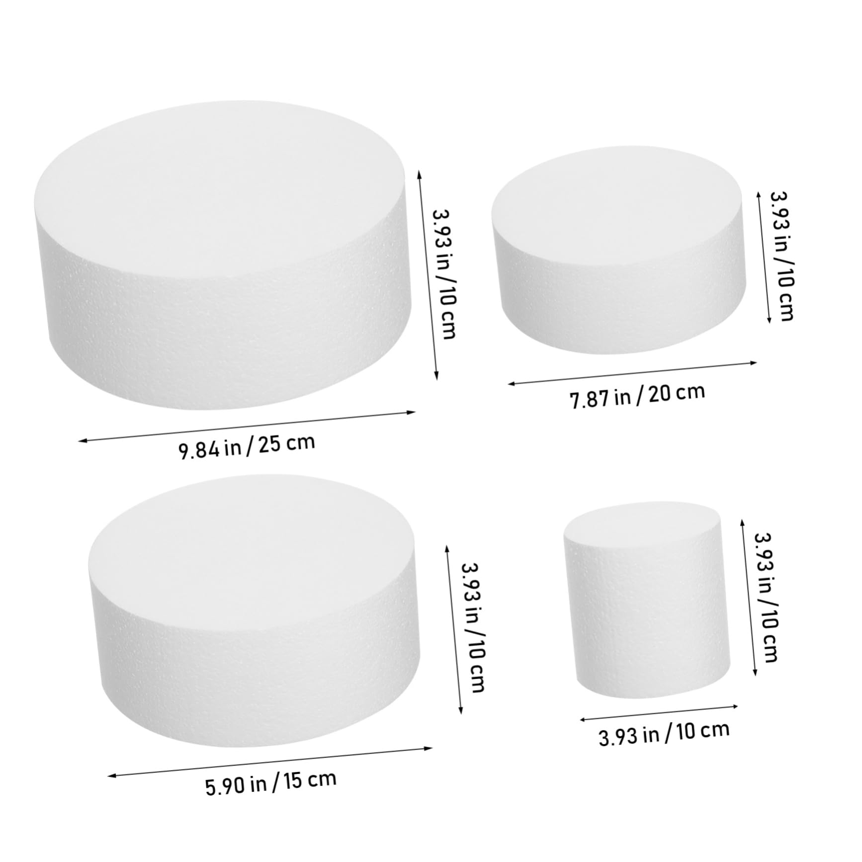 IMIKEYA Set 4 Stampi per Torta Rotondi in Schiuma Bianca, Leggeri e Riutilizzabili, Decorazioni per Torte Matrimonio e Centrotavola Eleganti