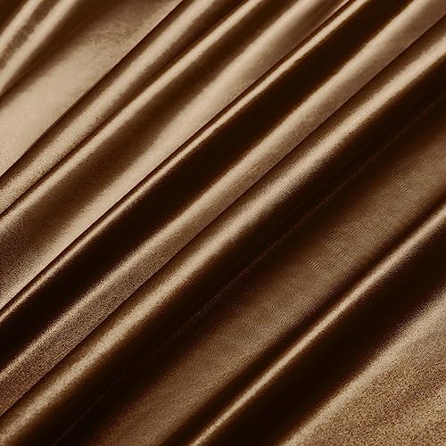 Image of Ersmak 7 Pieces Satin Sheets Set Queen Size, Luxury Silky Brown Satin Bed Sheets Set with 1 Deep Pocket Fitted Sheet, 1 Soft Flat Sheet, 4 Queen Pillowcases and 1 Body Pillowcase