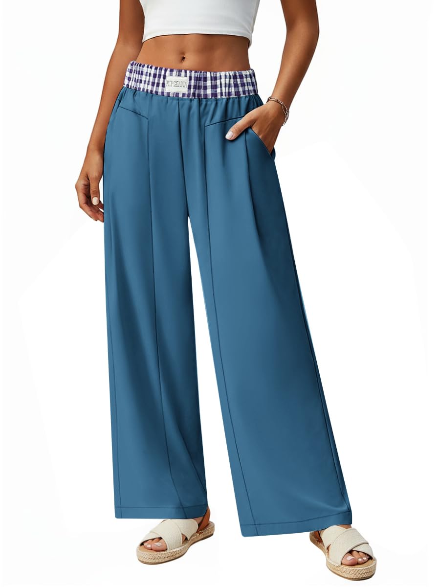 Wide Leg Dress Pants for Women High Waisted Business Casual Pants Work Office Trousers Slacks with 3 Pockets