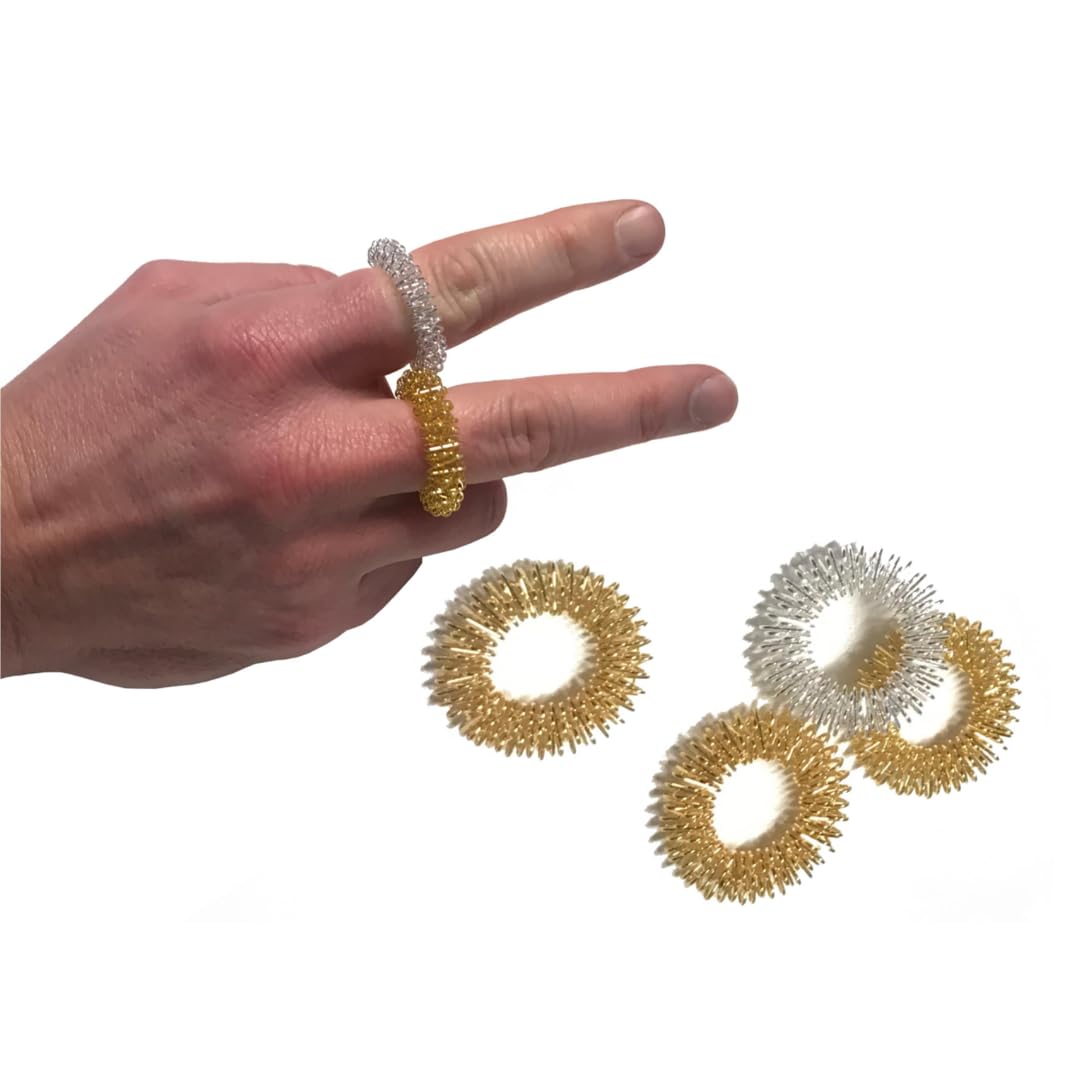ATC Handels GmbH Set de masaje de manos y dedos Deluxe – diferentes colores y tamaños – para masajes suaves y relajación intensa (plata, 8 piezas)
