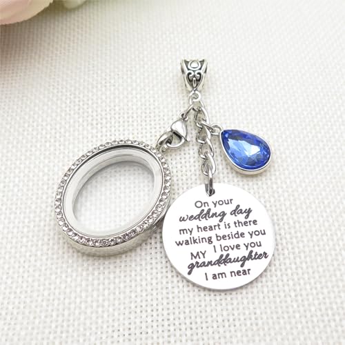 IDLAN Wedding Bouquet Locket Charm Rhinestone Photo Frame Memorial Bridal Bouquet Charm Memorial Photo Keepsake Something blue3