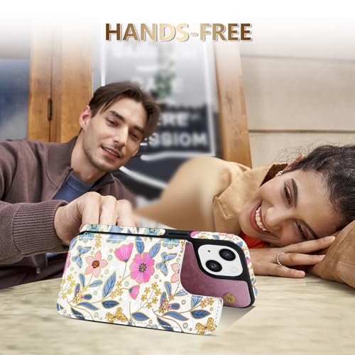 NNH for iPhone 15 Wallet Case Double Magnetic Clasp,Colorful Butterfly - image 5