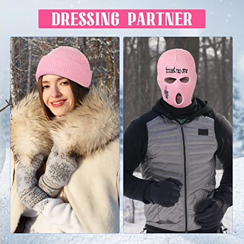 Winter Ski Mask For Men 3 Hole Balaclava Face Mask Knitted Beanie Full Face Cover For Men Women Sport (Pink) #TOP7
