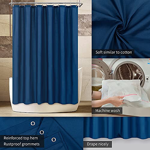 Image of ALYVIA SPRING Waterproof Fabric Shower Curtain Liner - Soft & Light-Weight Cloth Shower Liner, 3 Bottom Magnets, Hotel Quality & Machine Washable - Standard Size 72x72, Navy Blue