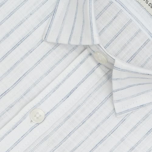 Image of GHPC 100% Cotton Striped Half Sleeves Regular Fit Formal Shirt for Men