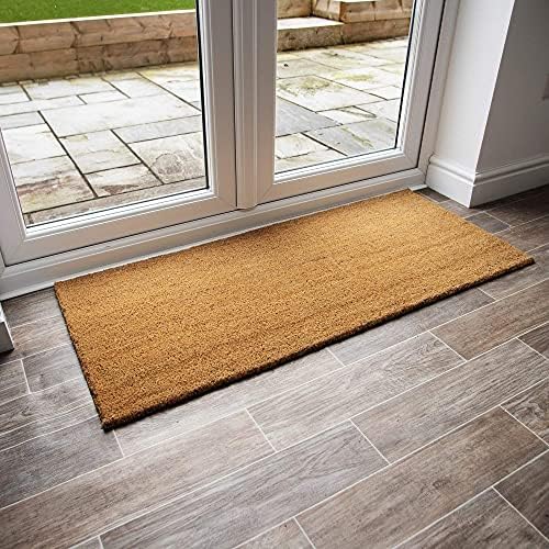 LP Doormats - long coir door mat - double doormat for french doors - patio door mat - extra long coir mat size 125 x 55cm - indoor door mat - outdoor sheltered use welcome mat (Blank)