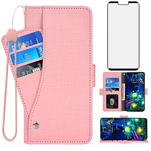 Protection LG V50 ThinQ étui portefeuille cuir et verre trempé LGV50