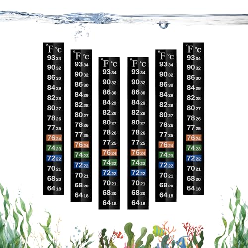 Novique Adhesive Fish Tank Thermometer Strip Aquarium Thermometer Sticker Display 64-93 (18-34 ) Brewing Thermometer Test Strip 6 PCS