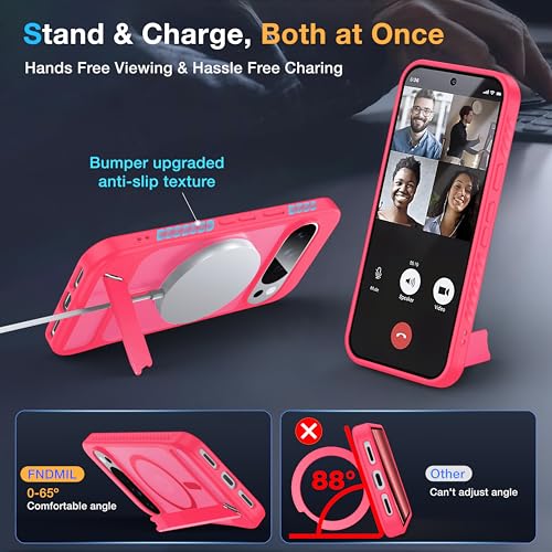 Image of for Google Pixel 10 Pro XL Case with MagSafe [Invisible Kickstand] [Charge While Standing] [Military Shockproof] Translucent Matte Soft Silicone Bumper for Pixel 10 Pro XL Phone Case Slim, Rose