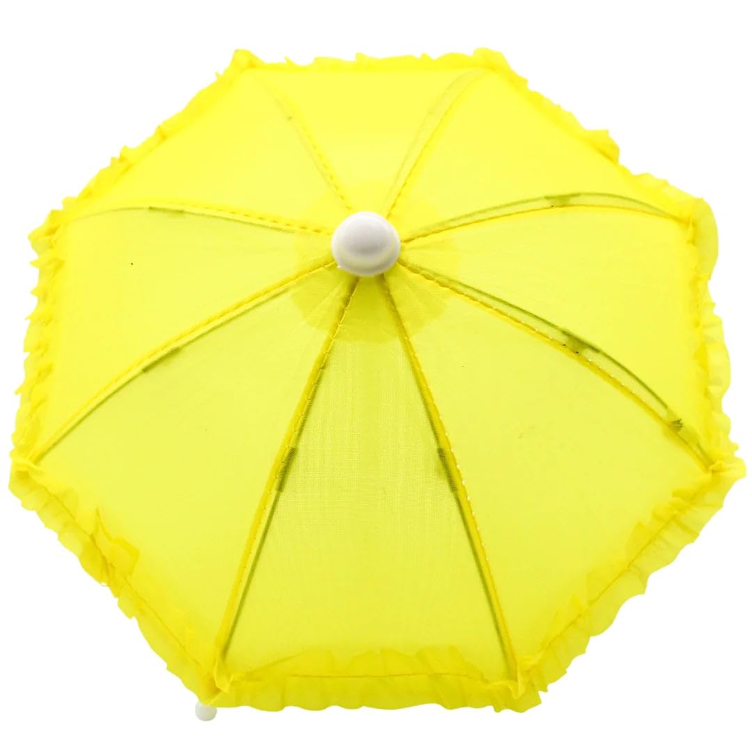 Mardi Gras Spot Yellow Decorative Umbrella with Ruffle 5" (Each)