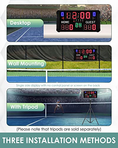 Spolehli Football Scoreboard Basketball Scoreboard 14/24s Shot Portable Multisport Scoreboard Wall-Mount Digital Electronic Scoreboard for Football Basketball Table Tennis Baseball Soccer Volleyball