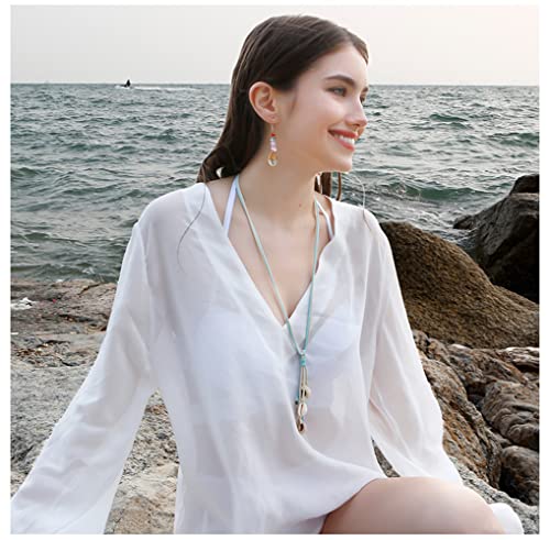 Boho Shell Charms Dangle Earrings Bohemian Crystal Healing Stone Drop Earrings Amethyst Charka Raw Beads Earrings For Women Girls Gift For Birthday Anniversary-Style E #TOP4