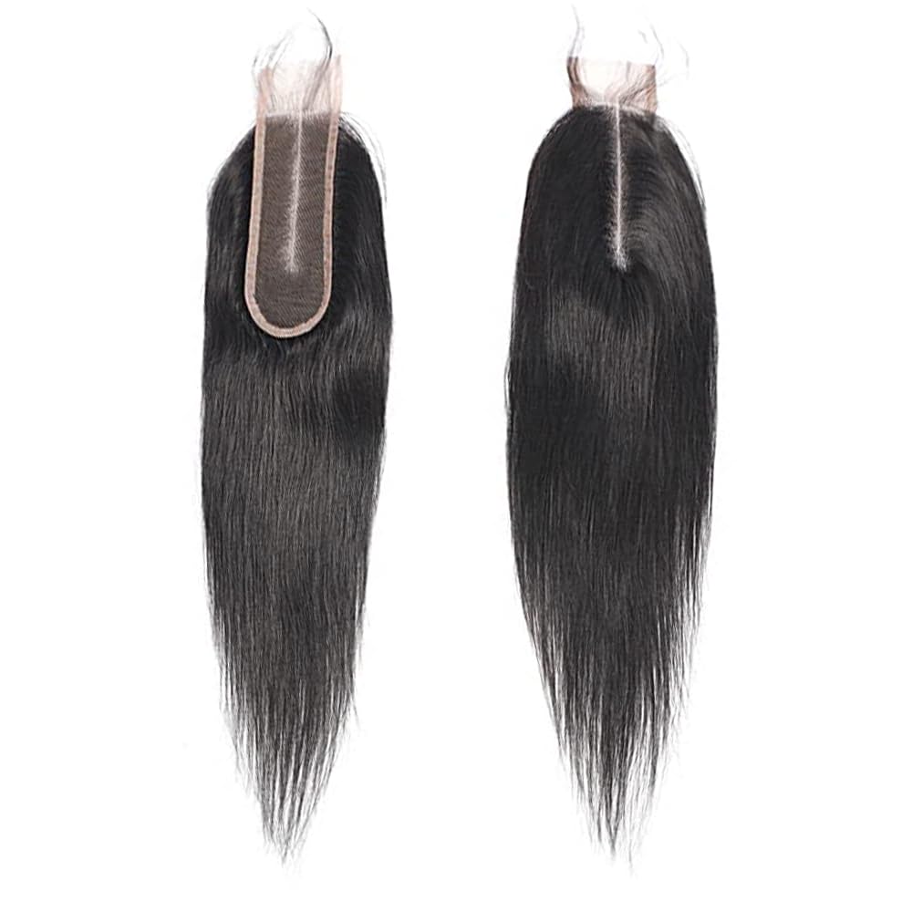 2x6 Closure Human Hair Straight Hair Lace Closure Only Transparen Lace Brazilian Hair Closure 100% Unprocessed Virgin Hair Pre plucked Free Part Closure With Baby Hair 10 Inch
