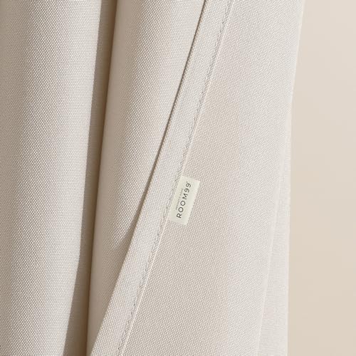 Cortina con ojales plateados de caída elegante y tejido beige claro 6