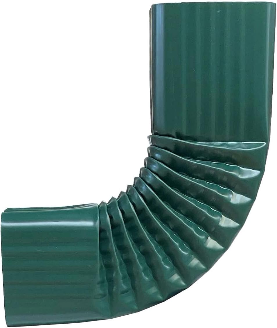 90 Degree Aluminum Downspout Gutter Elbow Style B, 2x3 Inches, Grecian Green, Made in Iowa U.S.A.