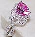 925 Sterling Silver Heart Shape Perfect Cut 3 Carat Pink Gemstone Rings Fashion Women's Pink Crystal Rings Cubic Zirconia Promise Love Halo Engagement Wedding Rings Women's Eternity Rings 560 (6)