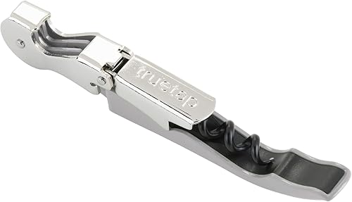 Vista 60 de True Truetap - Abrebotellas de vino con doble bisagra, sacacorchos de acero inoxidable con cortador de papel de aluminio integrado, accesorios