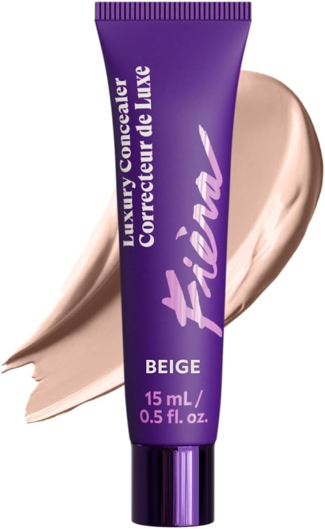 Fièra Luxury Concealer & Foundation with Anti-Aging Ingredients - Full Coverage for Dark Circles, Wrinkles, Fine Lines, and Spots, All-Day Wear For Mature Skin - Neutral Beige, 0.5 FL. OZ. / 15 ML