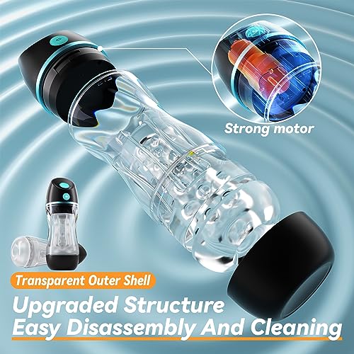 Image of AI Interactive Sucking Male Masturbators - 7 Vibration & Suction Hands Free Pocket Pussy Male Stroker with 3D Realistic Textured, Blowjob Toy Penis Pump Adult Male Sex Toys for Men Sex Machine